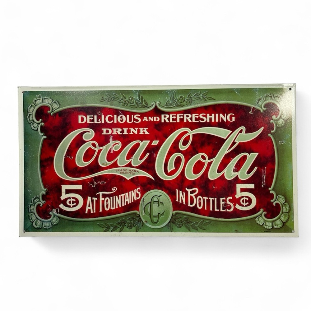 VTG Tin Metal 1993 Coca Cola Green Red  Antique Delicious and Refreshing Drink